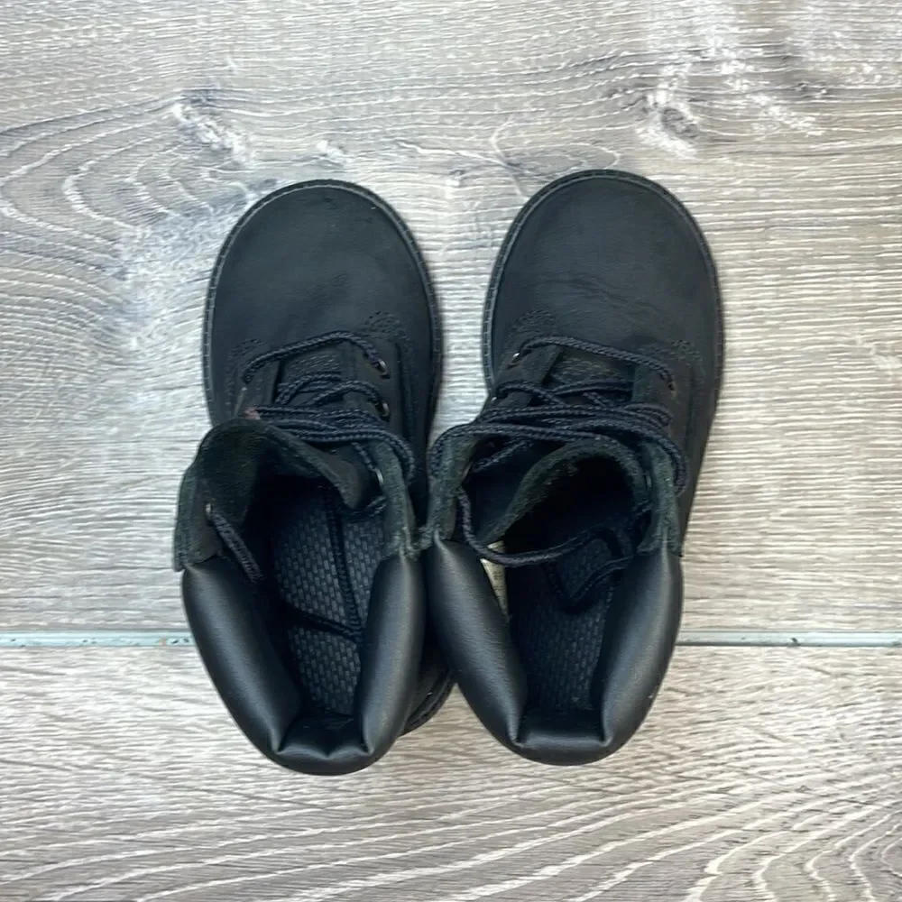 Timberland 6” Classic Waterproof Black Leather Toddler Boy Size 7 Lace Up Boots